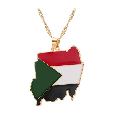 Elegant Sudan Kart Flagg Anheng Halskjede For Allsidig Stil Sudan Kart Flagg Anheng Halskjeder Gaver