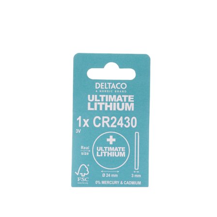 Deltaco Ultimate Lithium, 3V, CR2430 button cell, 1-pk