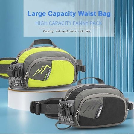 Urheilullinen vyölaukku juoksuun, vyötärölaukku, olkalaukku naisille ja miehille, vedenpitävä pyöräilyyn, juoksuun, vaellukseen, juomapullotelineellä 