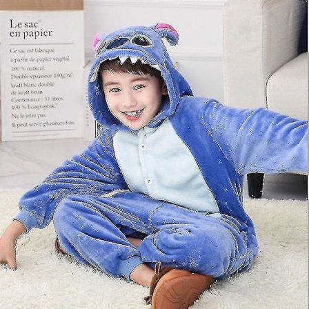 Barn Onesie Flanell Pyjamas Tegneserie Dyrefigur Kostyme Med hette Vinter Hjem Kostyme For