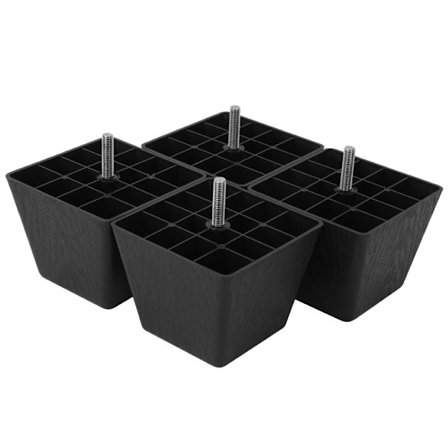 4 stk. rektangulære sofaben i sort mat PP-plast M8 skrue skab Møbeltilbehør