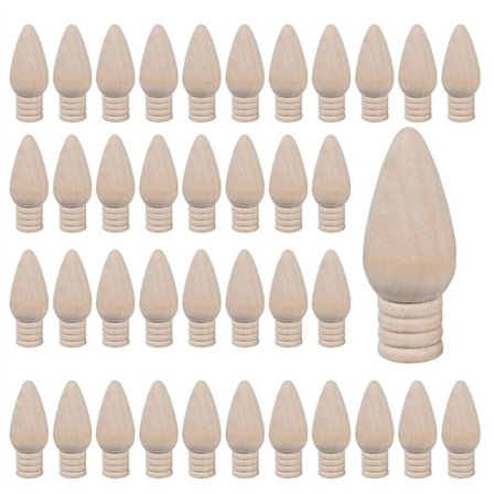 50 träjulgranslampor, icke-träprydnader för hantverk och julmaterial, 2 tum höga