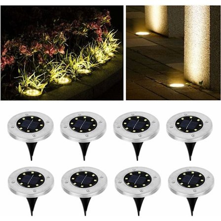 Solcellslampor för trädgård solcellslykta varmvit? med 8LEDs utomhus LED-gatlykta IP65 8 i solcells utomhusbelysning