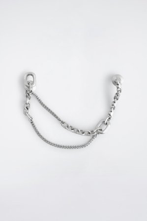COS Men's Faceted Double-Chain Brooch in Silver-coloured