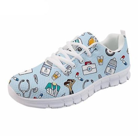 Våren sjuksköterska platta skor, kvinnor söta tecknade sneakers Set-2 38 / H5805AQ