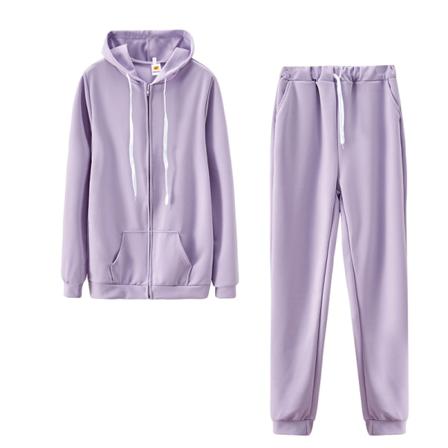 Dam Full Zip Långärmad 2piece Outfit Enfärgade Sweatsuits