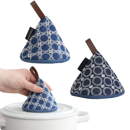 Pieces Grydelapper med Bomuldsfor, Håndbroderede Små Ovnluffer, Varmebestandige Skridsikre Ovnhandsker, Bruges til Grilning, Bagning (Blå)