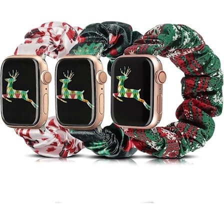 3-pak Kompatible med Apple Watch Band Halloween Scrunchies 42mm Stof Blødt Mønster Trykt Stof Armbånd Kvinder IWatch Elastiske Scrunchy Band 44mm