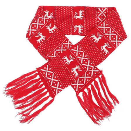 1 stk. Julestrikket Ullskjerf Elg Snøfnugg Dekor Skjerf Sjal