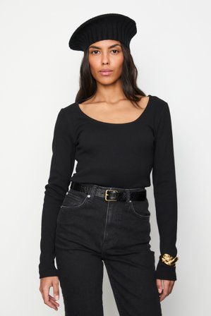 CAMILLA PIHL - Polly Rib Scoop Neck - Black SizeL
