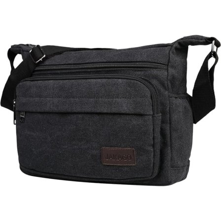 Vanntett Messenger Skulderveske 13 Tommers Multi Canvas Crossbody Veske For Menn Casual Lett Utendørs Fiskeveske Camping Svart