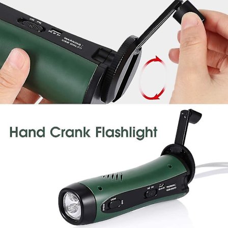 Nødvejrradio med håndsving, multifunktionel bærbar FM AM vejrradio