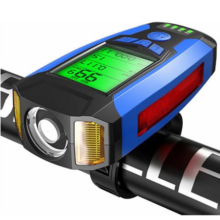 LED Sykkellys foran, Sykkelhastighetsmåler med 130db Horn, USB R