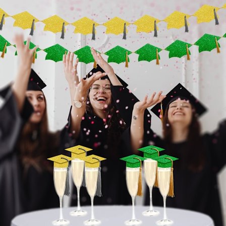 Valmistujaisbanneri Olemme ylpeitä sinusta Tohtori Hattu Vihreä Kulta Valmistujaisbanneri Koriste Valmistujaisjuhlan Koriste