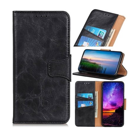 Crazy Horse Samsung Galaxy A20e halkaistu nahkakotelo - Musta