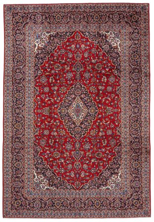 Handgeknüpft Keshan 247X361 Wollteppich Dunkelrot/Schwarz Groß