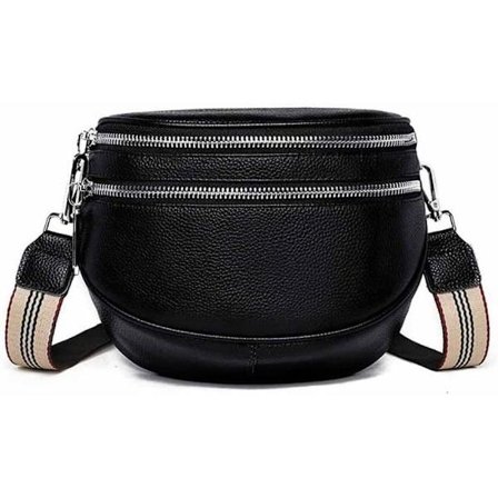 Crossbody taske til kvinder med bred rem, bæltetaske til kvinder i læder, lille