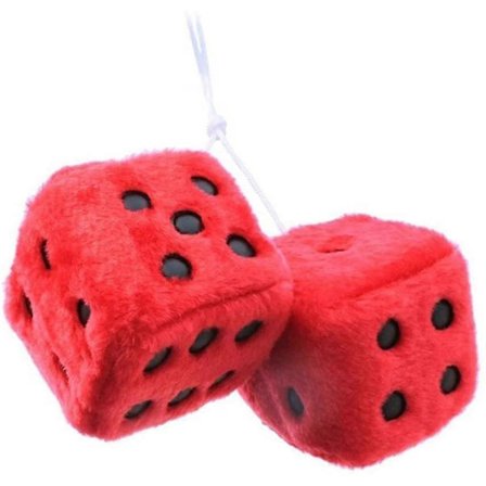 3 Tum Par Retro Firkantet Spejl Hængende Terninger Par Fuzzy Plys Terninger (FMY)