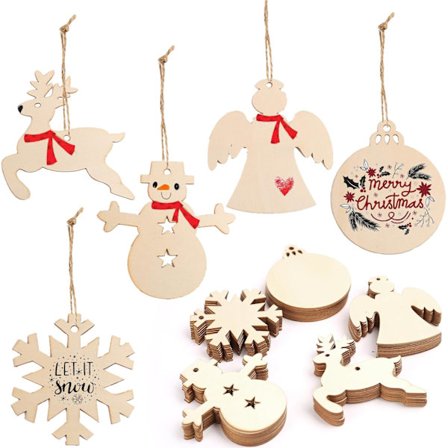 Juletrepynt i tre, 50 stykker, trepynt, juletre, treornamenter, juletrepynt, tre, for juletre, DIY