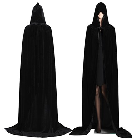 Halloween Dräkt Kappa Lång Hooded Golden Velvet Fancy Dress Grim Reaper Costume