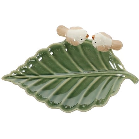 Lintu Lehtimuotoisella Korurasialla Keraaminen Sormuspidike Korurasia Pikkuesinealusta