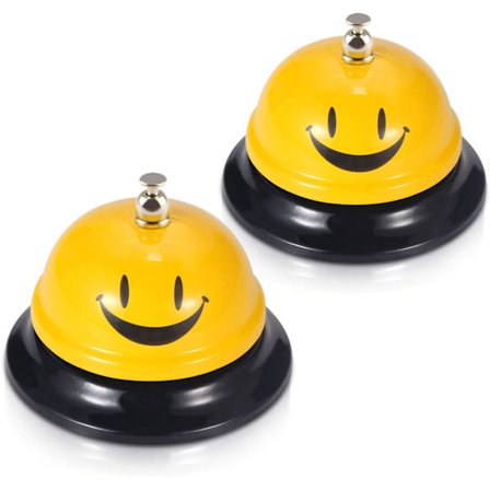 Klokke, serviceklokke for The Porter Kitchen Restaurant Bar Classic Concierge Hotell (8,5 cm diameter) (Sett med 2) (Gul)