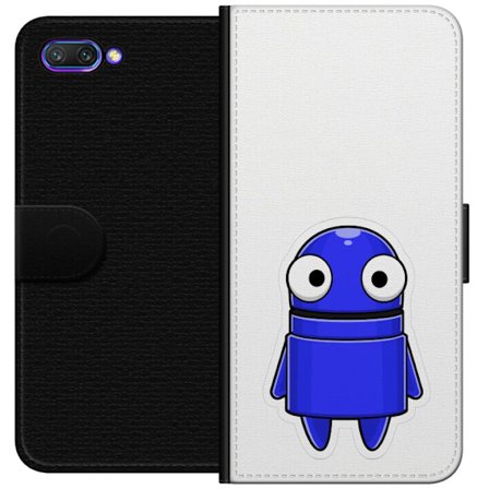 Yhteensopiva Lompakkokotelo Honor Honor 10 Sininen piirretty hahmo, jossa on suuret silmät ja ystävällinen ilme minimalistisessa muotoilussa