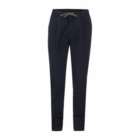 Brunello Cucinelli, Leisure fit cotton trousers with drawstring and darts Niebieski, Mężczyzna, Rozmiar: XL