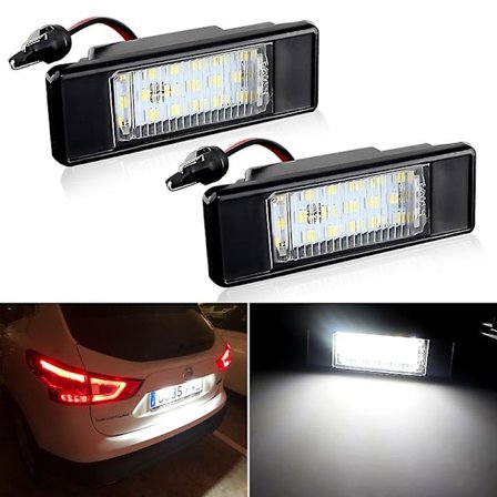 2kpl Virheettömiä Valkoisia LED-rekisterikilven valoja Nissan X-trail T30 T31 Qashqai J10 J11 Primera P12 Pathfinder R51 Juke F15 -malleihin