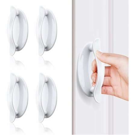 Ovipainikkeet Sisäänkäynnin Ovikahva, Liukuoven Kahva, 4 Kpl Valkoinen Tarrallinen Ovikahva