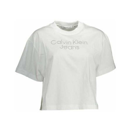 Calvin Klein, Calvin Klein Women Short Sleeve T-shirt White Wit, Dames, Maat:L,Katoen