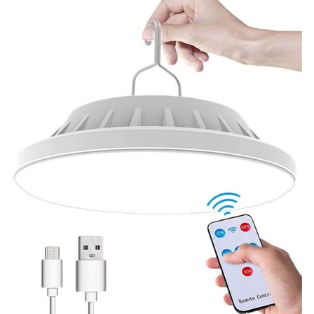 Solar LED Campinglampe, USB-opladning med fjernbetjening, 5 tilstande, ophæng, IPX7 vandtæt, Powerbank, til camping, vandring [Energiklasse A+++]