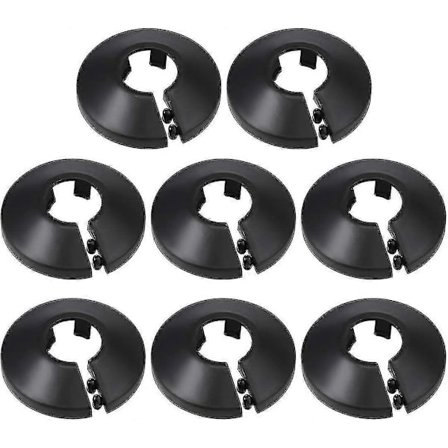 16 mm Rørskjold Dekoration Pp Radiator Roset Vandrør Vægbeskyttelse Sort 8 stk._OF