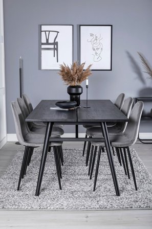 Venture Home - Spisegruppe Saltö inkl. 6 stk spisestoler Penally - Svart - Spisegruppe 6 personer - Fra Homeroom