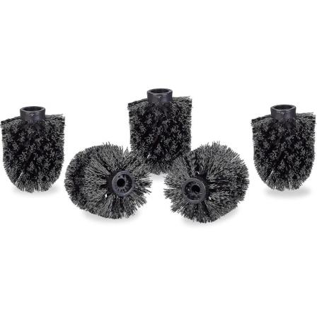 Toiletsbørstehovedsæt med 5, Bulk Toiletsbørster 9,5 mm Wire, Udskiftningsbørstehoveddiameter 7 x 9 cm, Sort