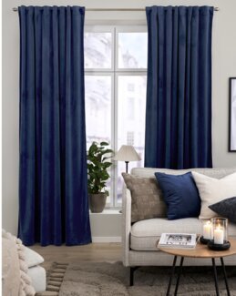 Multibandslängd enfärgad sammet 2-pack Blå - Linea