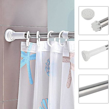 Kinlo dusjforhengstang 50-80cm roterende justerbar dusjstang også som klesstang / spennstang med sikkert grep uten å bore i skapet
