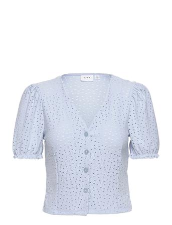Vitressy New V-Neck S/S Button Top/Su Blue Vila