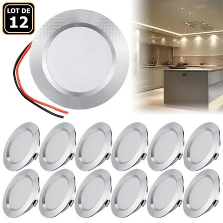 Pack om 12 - LED-inbyggd spot 12V 3W Inomhusbelysning LED RV Båt Inbyggd taklampa för Kök Vardagsrum Korridor - Naturlig vit