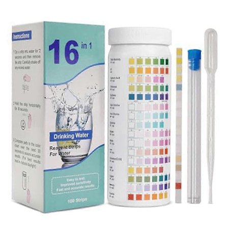 16-i-1 Vann Test Strips, Drikkevann Test Kit, 100 Strips Hjemme Vannkvalitet Test Kit