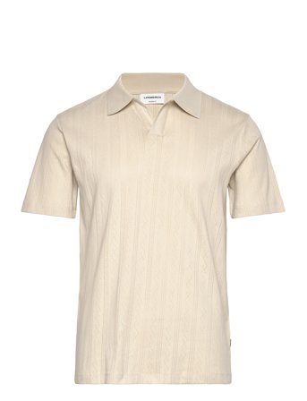 Jacquard V-Neck Polo S/S Cream Lindbergh
