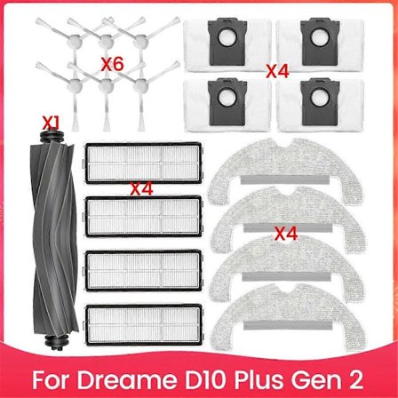 For Dreame D10 Plus Gen 2 Robotstøvsuger RLD32GD Tilbehør Hovedbørste Sidebørste Hepa Filter Mopp C