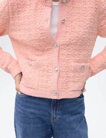 Mango Tweed-Effect Jacket With Jewel Buttons - Pink - XS