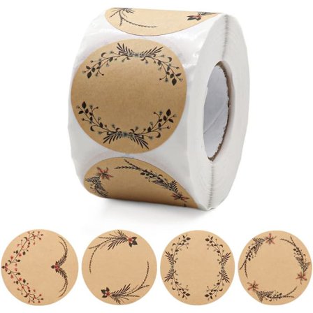 Självhäftande etiketter, 1 rulle 500 st kraftpapper självhäftande