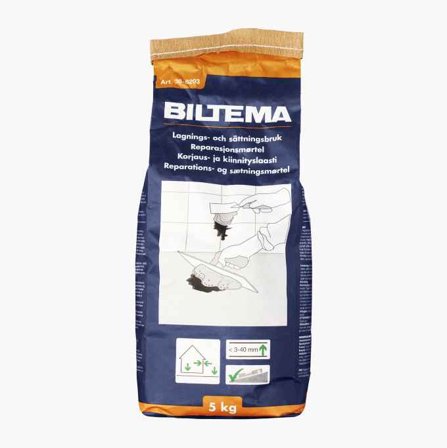 Biltema - Reparasjonsmørtel 5 kg - For Reparasjon og Sparkling av Gulv og Vegg, Innendørs og Utendørs bruk, Rask Binder og Herder