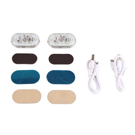 2 st Bil Interiör LED Sensor Lampa USB Uppladdningsbar Touch Switch Trådlös Ambient Lampa Nattläsningslampa