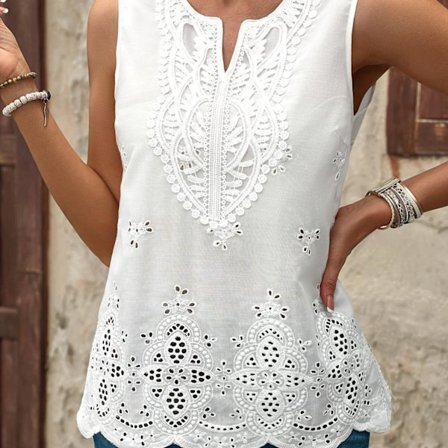 Kraftig, perforert broderi motevest