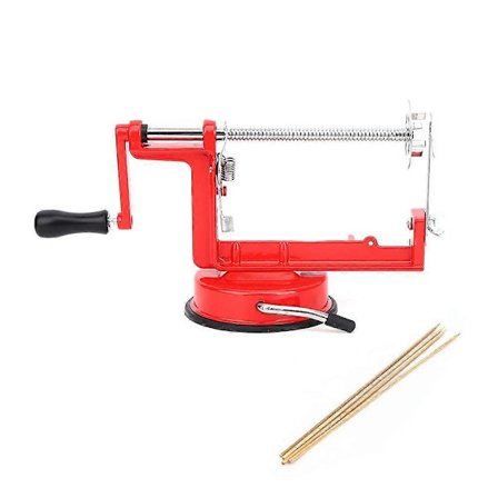 304 Rustfrit Stål Manuel Kartoffelspiralizer Skærer med 4 Bambuspinde til Køkkenbrug