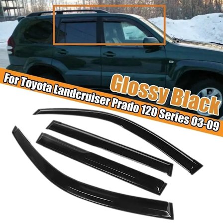 4 kpl sivuikkunoiden heijastimet Toyota Landcruiser Prado 120 -sarjaan 2003-2009 musta ikkuna sateen aurinkosuojat suojat Body Kit