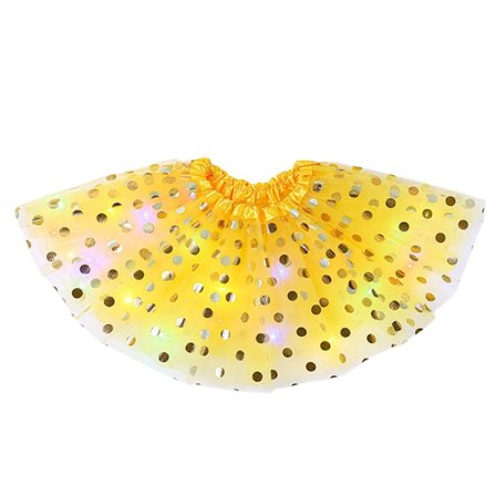LED Tutu Skjørt Dans Pettiskskjørt GUL